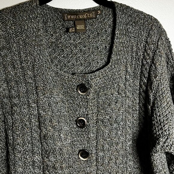 Inis Crafts Wool Cardigan Sweater Size M - Picture 2 of 5